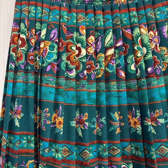 Vintage GW Graff Women's Classic Floral Secretary Pleated Skirt Size 12 Artsy - Picture 9 of 10
